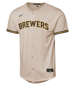 Alternative view of Jackson Chourio Milwaukee Brewers Nike Youth Home Replica Player Jersey - Cream