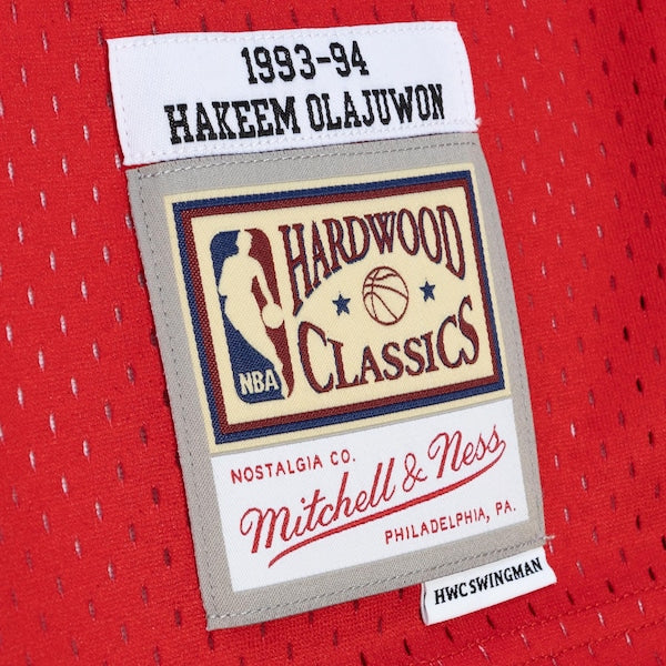 Hakeem Olajuwon Houston Rockets Hardwood Classics 1993/94 Split Swingman Jersey - Navy/Red - Image 8