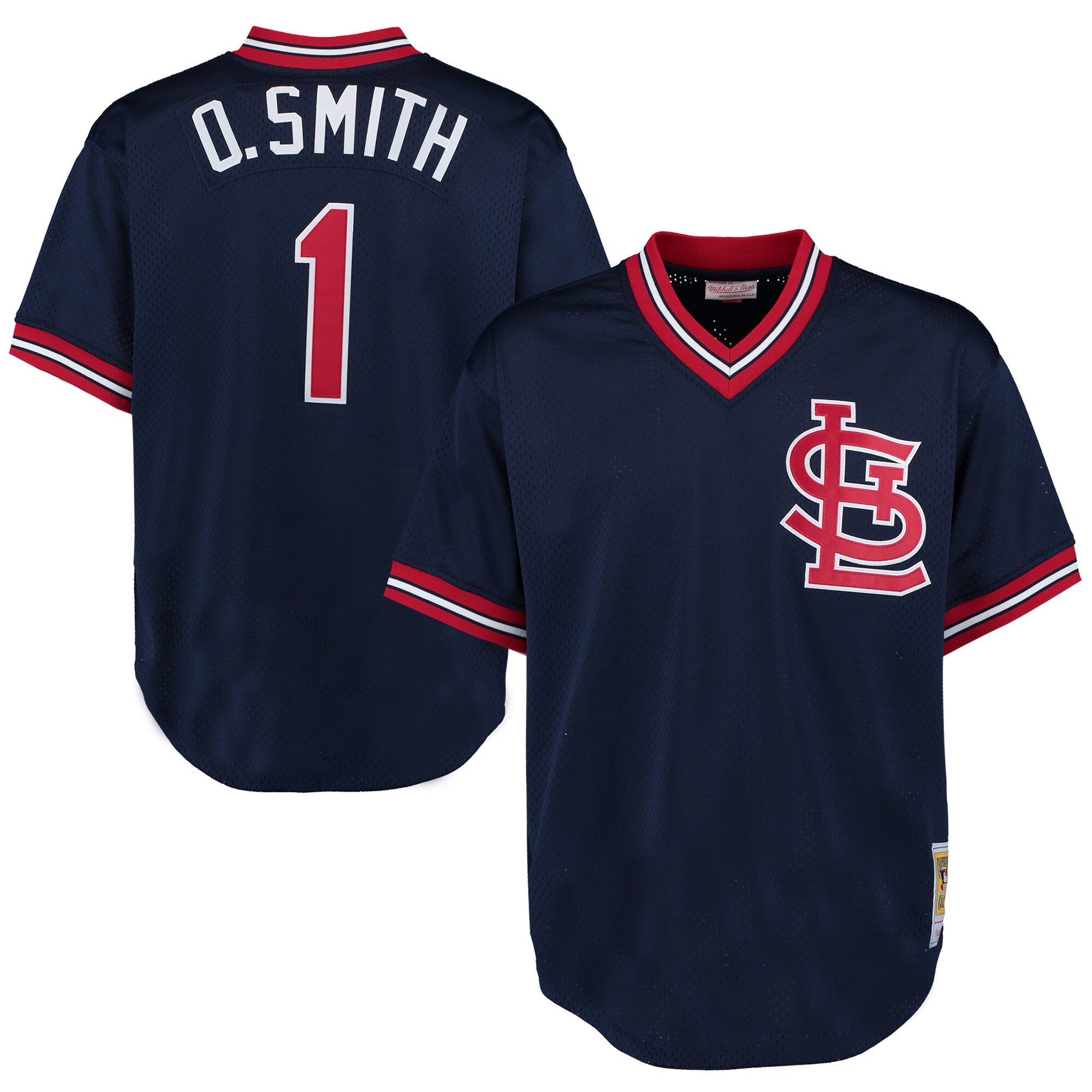 Ozzie Smith St. Louis Cardinals Cooperstown Mesh Batting Practice Jersey - Red/Navy - Image 10