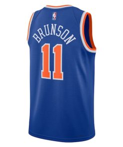 Alternative view of Jalen Brunson New York Knicks Nike Unisex Swingman Jersey - Icon Edition - Blue