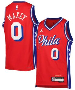 Tyrese Maxey Philadelphia 76ers Jordan Brand Youth Swingman Jersey - Statement Edition - Red