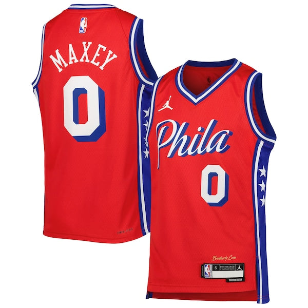 Tyrese Maxey Philadelphia 76ers Jordan Brand Youth Swingman Jersey - Statement Edition - Red