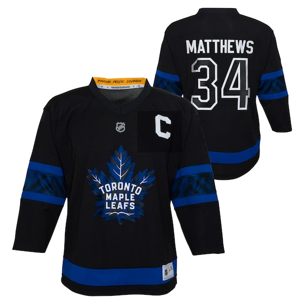 Auston Matthews Toronto Maple Leafs Youth Alternate Replica Player Jersey - Black/Blue - Image 2