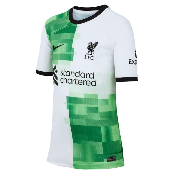 Liverpool Nike Youth 2023/24 Away Replica Custom Jersey - White - Image 2