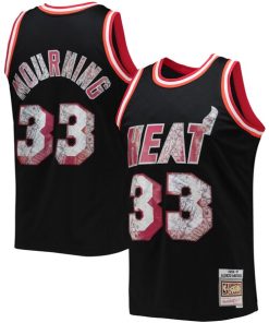 Alonzo Mourning Miami Heat 1996/97 Hardwood Classics NBA 75th Anniversary Diamond Swingman Jersey - Black
