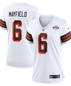 Baker Mayfield Cleveland Browns Nike Women's 1946 Collection Alternate Game Jersey - White/Brown