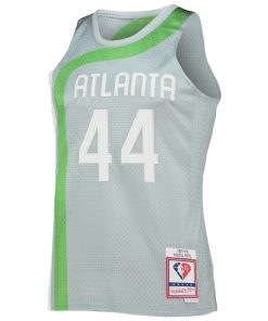 Alternative view of Pete Maravich Atlanta Hawks 75th Anniversary 1971/72 Hardwood Classics Swingman Jersey - Silver