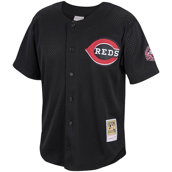 Ken Griffey Jr. Cincinnati Reds Cooperstown Collection Mesh Batting Practice Button-Up Jersey - Black - Image 2