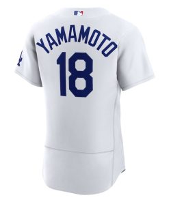 Alternative view of Yoshinobu Yamamoto Los Angeles Dodgers Nike Home Authentic Jersey - White