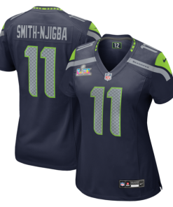 Women's Seattle Seahawks Jaxon Smith-Njigba Nike College Navy Super Bowl LX Patch Game Jersey