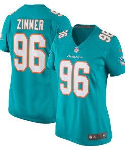 Justin Zimmer Miami Dolphins Nike Women's Home Game Player Jersey - Aqua