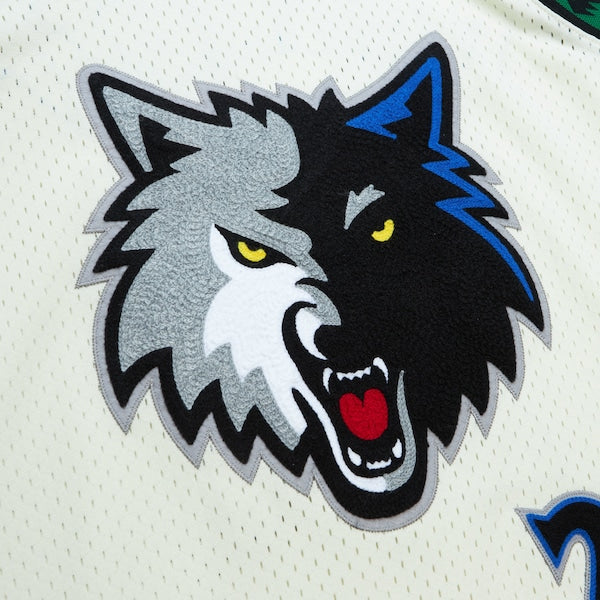 Kevin Garnett Minnesota Timberwolves Chainstitch Swingman Jersey - Cream - Image 4