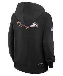 Alternative view of Baltimore Ravens Nike Women's 2025 NFL Crucial Catch Sideline Standard Issue Dri-FIT Hoodie - Black