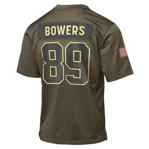Brock Bowers Las Vegas Raiders Nike Youth 2025 Salute to Service Game Jersey - Olive - Image 3