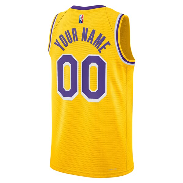 Los Angeles Lakers Nike 2021/22 Diamond Swingman Custom Jersey - Icon Edition - Gold - Image 3