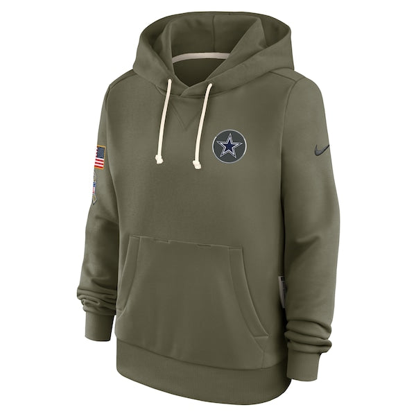 Dallas Cowboys Nike Women's 2025 Salute to Service Sideline Standard Issue Dri-FIT Hoodie - Olive - Image 2