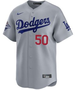 Alternative view of Mookie Betts Los Angeles Dodgers Nike 2025 World Series Champions Limited Player Jersey - Grey