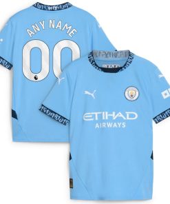 Alternative view of Manchester City Puma Youth 2024/25 Home Replica Custom Jersey - Light Blue