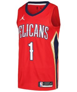 Alternative view of Zion Williamson New Orleans Pelicans Jordan Brand Swingman Player Jersey - Statement Edition - Red