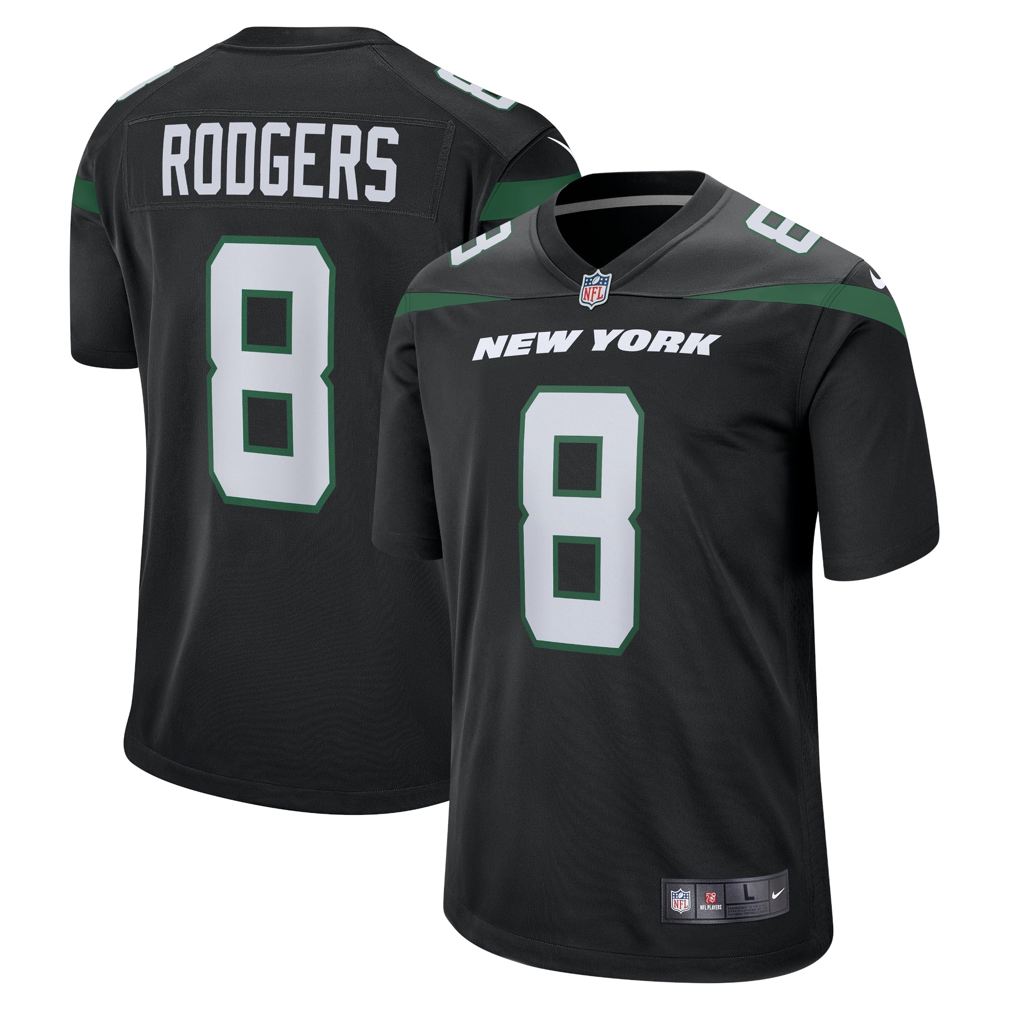 Aaron Rodgers New York Jets Nike Game Jersey - White/Black/Green - Image 5