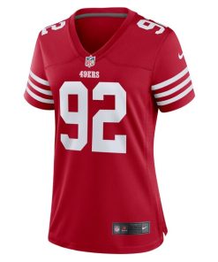 Alternative view of Jordan Elliott San Francisco 49ers Nike Women's Team Game Jersey -  Scarlet