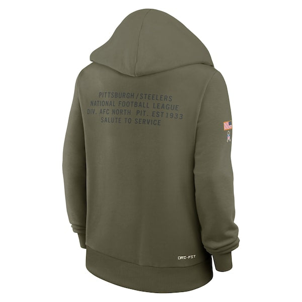 Pittsburgh Steelers Nike Women's 2025 Salute to Service Sideline Standard Issue Dri-FIT Hoodie - Olive - Image 3