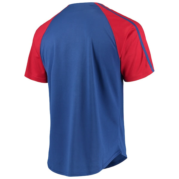 Chicago Cubs Stitches Button-Down Raglan Replica Jersey - Royal - Image 3