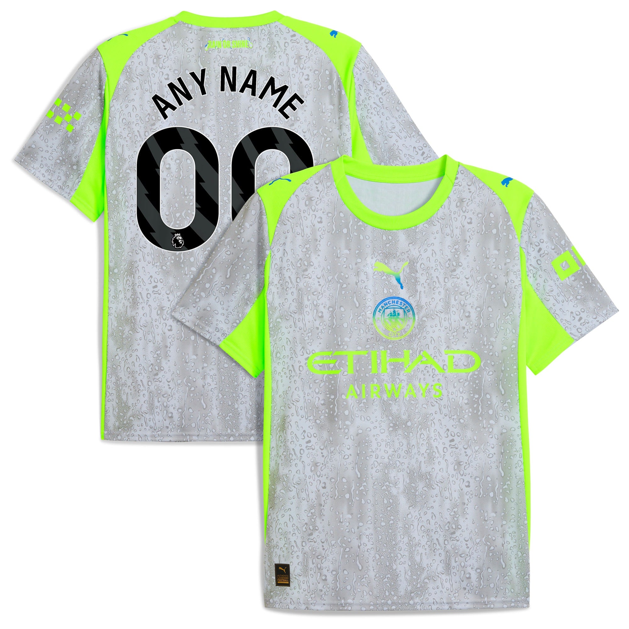 Manchester City Puma 2025/26 Away Replica Custom Jersey - Black/Light Blue/Green - Image 8