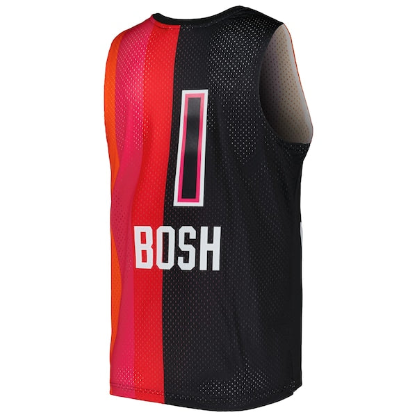 Chris Bosh Miami Heat Hardwood Classics 2011/12 Split Swingman Jersey - Black/Red - Image 3