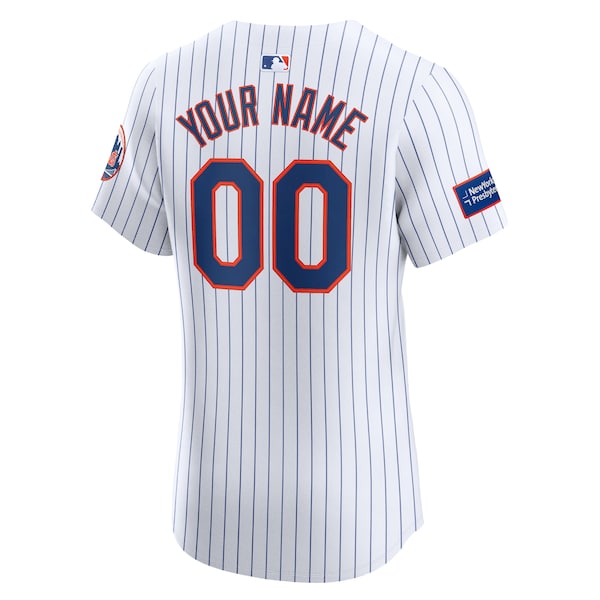New York Mets Nike Home Elite Custom Patch Jersey - White - Image 3