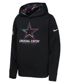 Alternative view of Dallas Cowboys Nike Youth 2024 NFL Crucial Catch Pullover Hoodie - Black