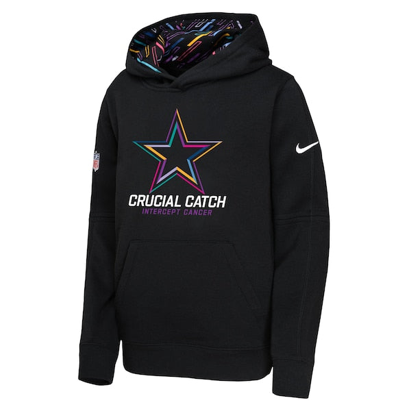 Dallas Cowboys Nike Youth 2024 NFL Crucial Catch Pullover Hoodie - Black - Image 2