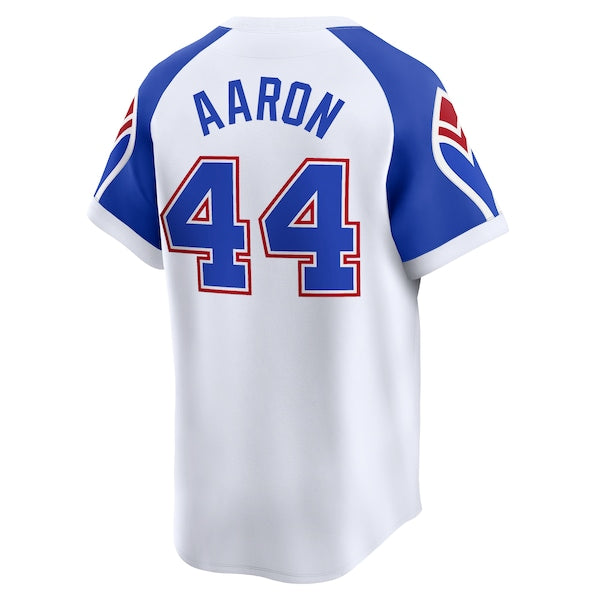 Hank Aaron Atlanta Braves Nike Throwback Cooperstown Limited Jersey - White - Image 3