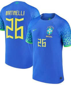 Gabriel Martinelli Brazil National Team Nike 2022/23 Replica Away Jersey - Blue