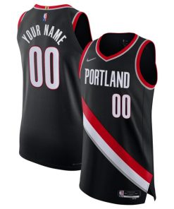 Portland Trail Blazers Nike 2021/22 Diamond Authentic Custom Jersey - Icon Edition - Black