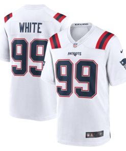 Alternative view of Keion White New England Patriots Nike  Game Jersey -  White