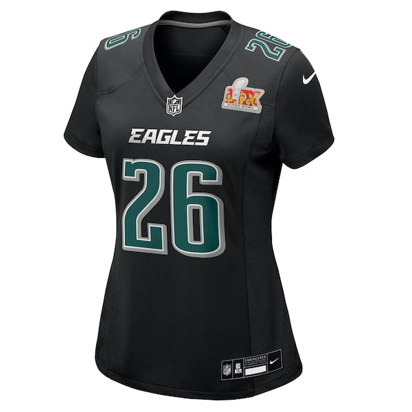 Saquon Barkley Philadelphia Eagles Nike Women's Super Bowl LIX Fashion Game Player Jersey - Carbon Black - Image 2