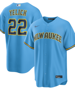 Christian Yelich Milwaukee Brewers Nike Road Replica Jersey - Light Blue