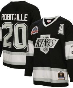 Alternative view of Luc Robitaille Los Angeles Kings Alternate Captain Patch 1992/93 Blue Line Player Jersey - Black
