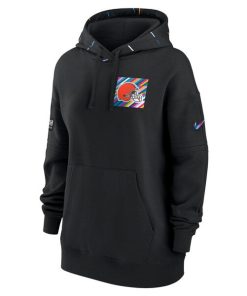 Alternative view of Cleveland Browns Nike Women's 2023 NFL Crucial Catch Club Pullover Hoodie - Black
