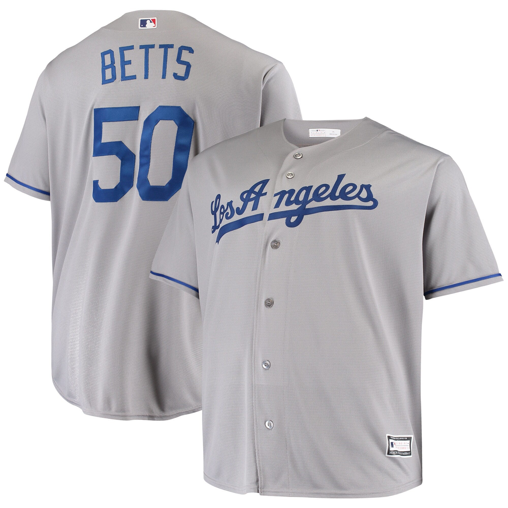 Mookie Betts Los Angeles Dodgers Big & Tall Replica Player Jersey - White/Gray/Royal - Image 5