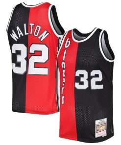 Bill Walton Portland Trail Blazers Hardwood Classics 1976/77 Split Swingman Jersey - Red/Black