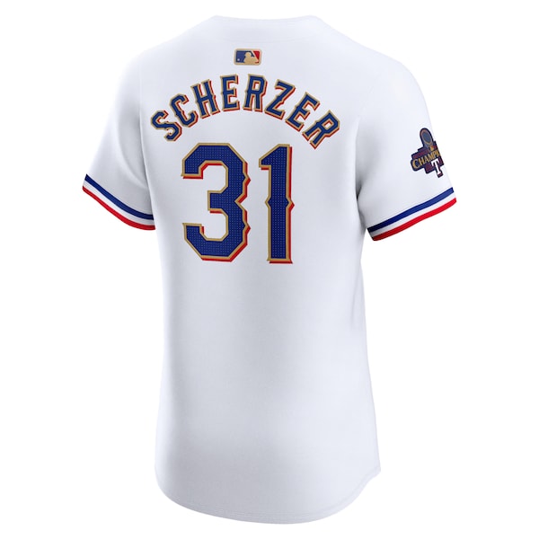 Max Scherzer Texas Rangers Nike 2024 Gold Collection Elite Player Jersey?ยจC White - Image 3