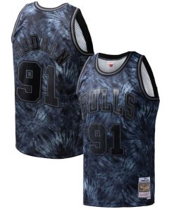 Alternative view of Dennis Rodman Chicago Bulls Hardwood Classics 1995/96 Tie-Dye Swingman Jersey - Black