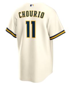 Alternative view of Jackson Chourio Milwaukee Brewers Nike Home Replica Jersey - Cream