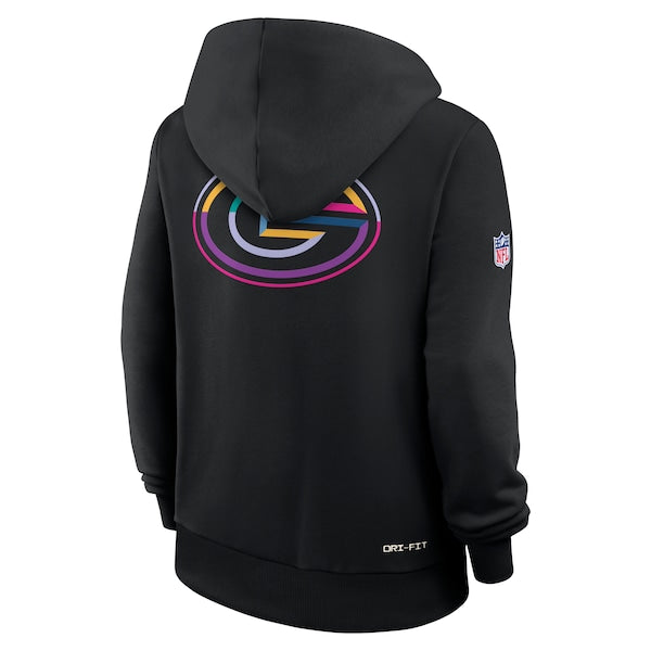 Green Bay Packers Nike Women's 2025 NFL Crucial Catch Sideline Standard Issue Dri-FIT Hoodie - Black - Image 3