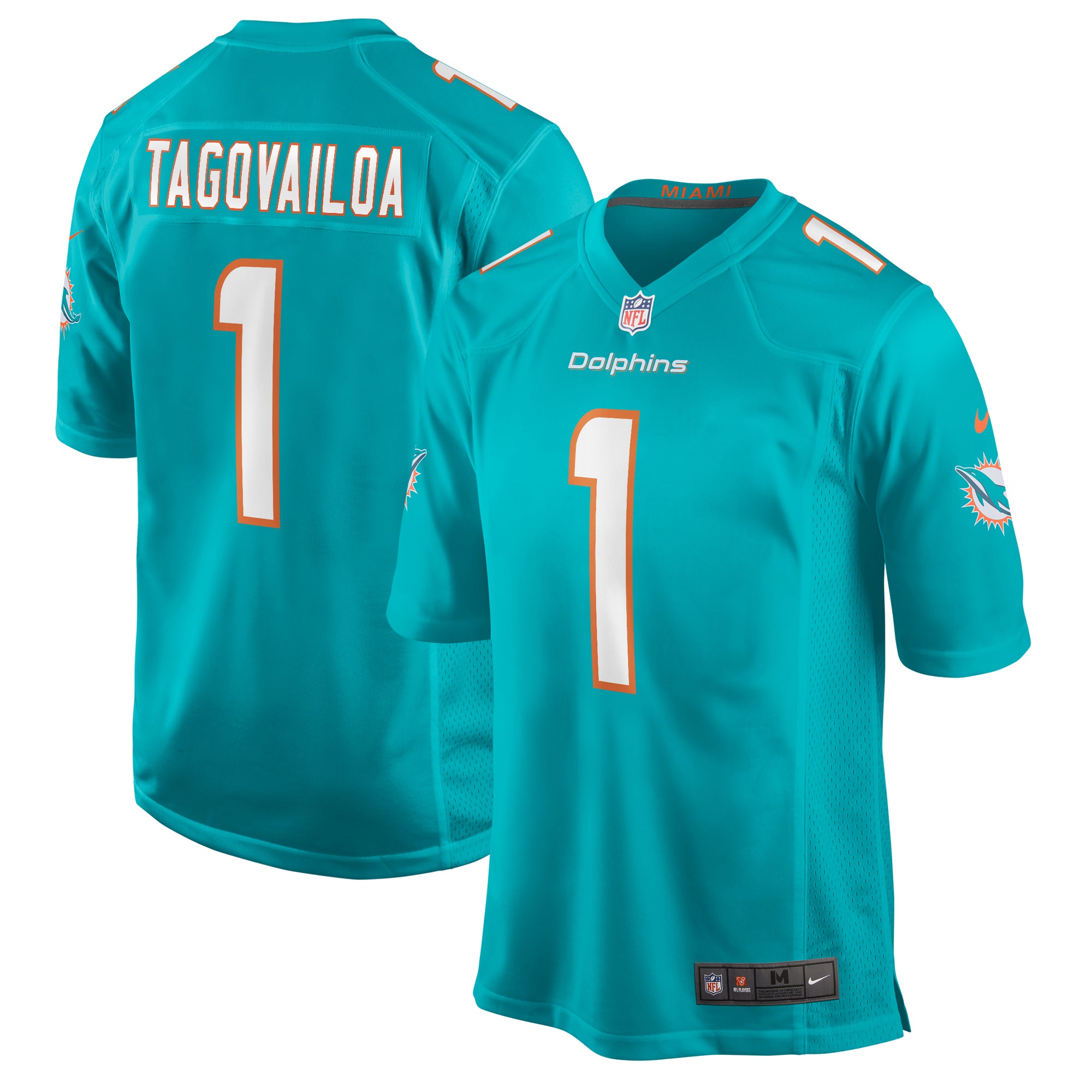 Tua Tagovailoa Miami Dolphins Nike Game Jersey - White/Aqua - Image 6