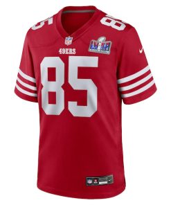 Alternative view of George Kittle San Francisco 49ers Nike Super Bowl LVIII Game Jersey - Scarlet