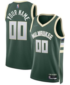 Milwaukee Bucks Nike 2021/22 Diamond Swingman Custom Jersey - Icon Edition - Hunter Green