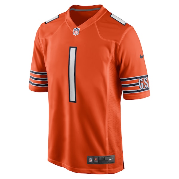 Justin Fields Chicago Bears Nike Player Game Jersey - Orange/White - Image 3